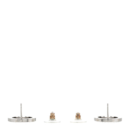 Chanel Crystal CC Round Earrings Silver 3 of 5