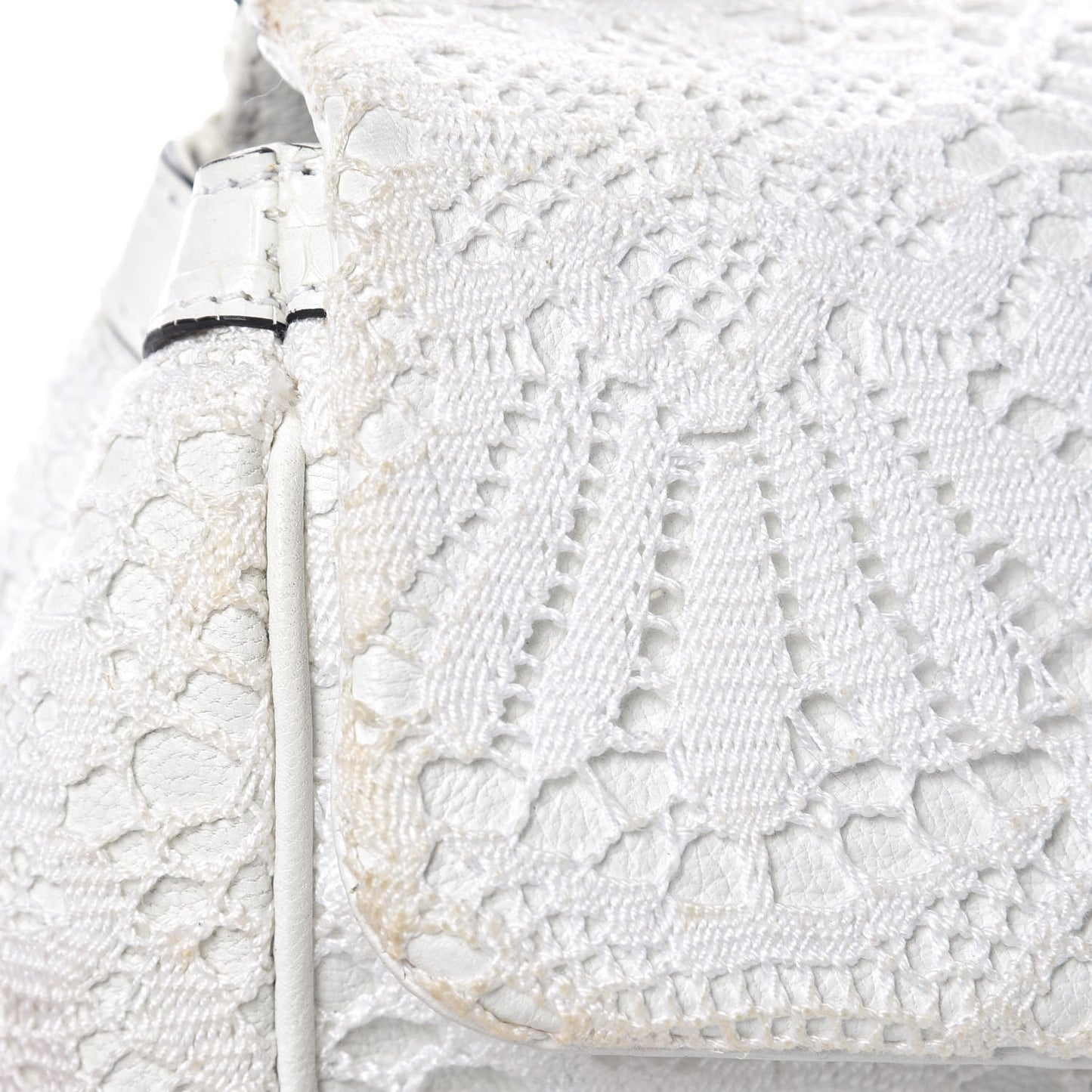 Calfskin Lace Small Miss Sicily Satchel White