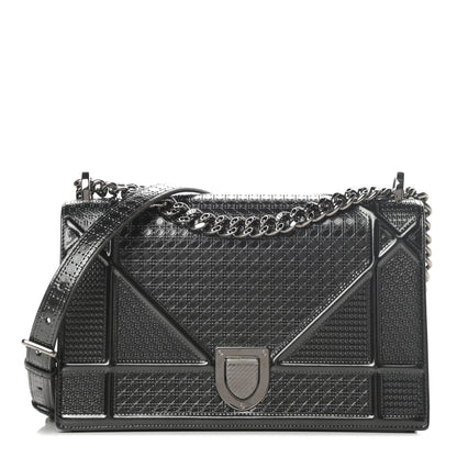 Christian Dior Metallic Patent Micro-Cannage Medium Diorama Flap Bag Onyx Black 1 of 11