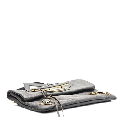 Balenciaga Chevre Gold Metallic Edge Hardware Envelope Clutch Gris Acier 8 of 10