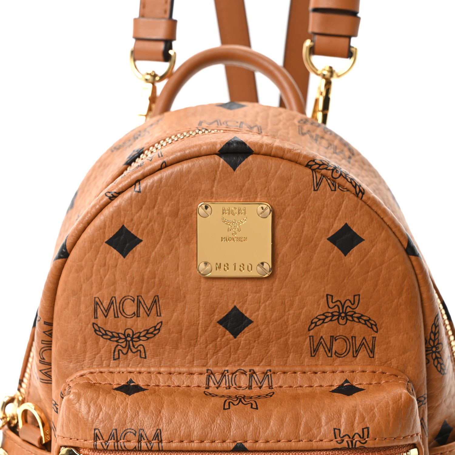 MCM Visetos Side Stud X-Mini Stark Backpack Cognac 6 of 8