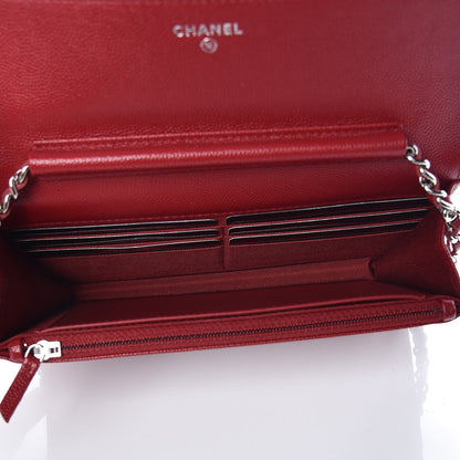 Chanel Caviar Quilted Wallet on Chain WOC Red 7 of 11