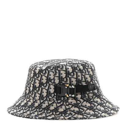 Christian Dior Jacquard Oblique Buckle Bucket Hat 60 Navy Blue Beige 4 of 9