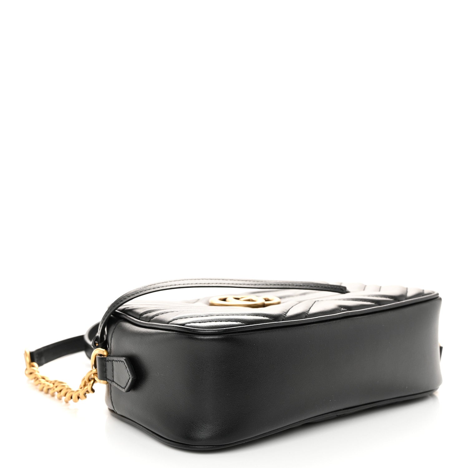 Gucci Calfskin Matelasse Small GG Marmont Chain Shoulder Bag Black 4 of 10