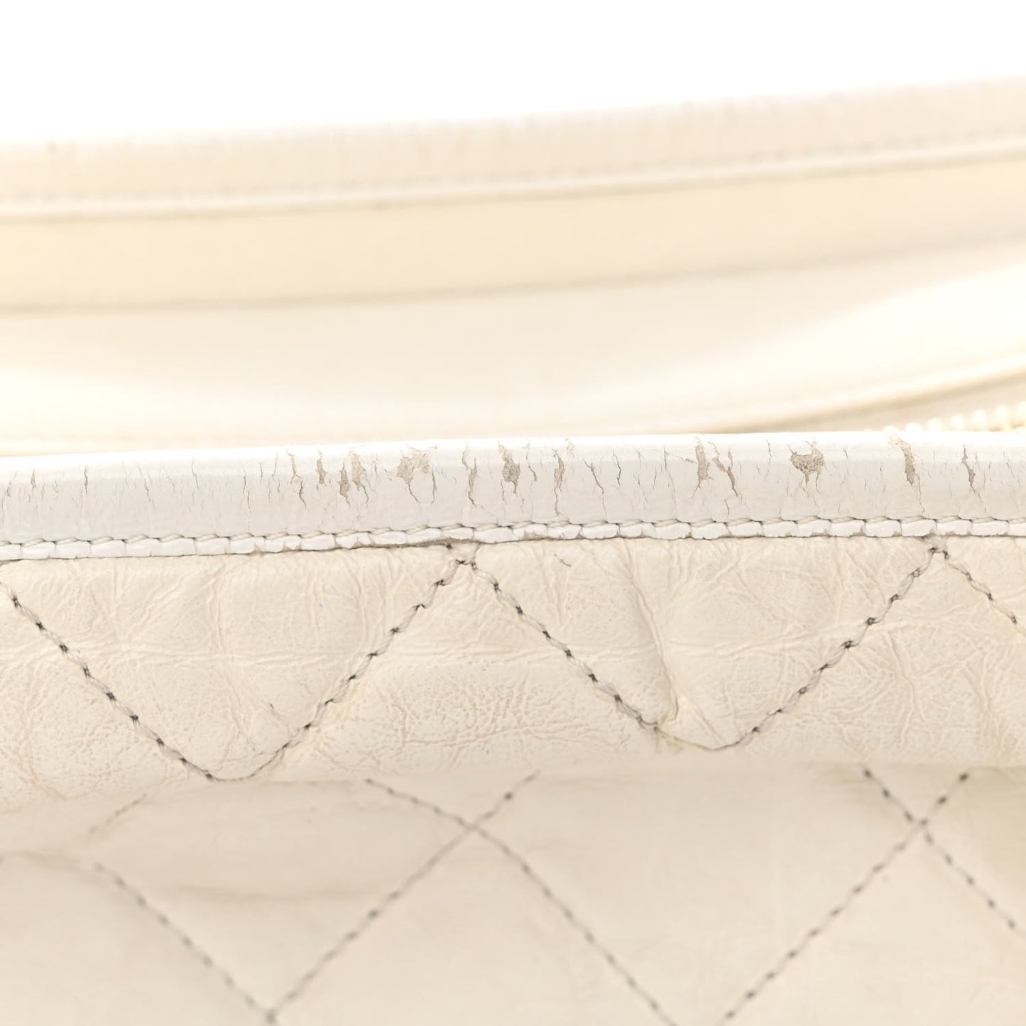 Aged Calfskin Quilted Small Gabrielle Hobo White