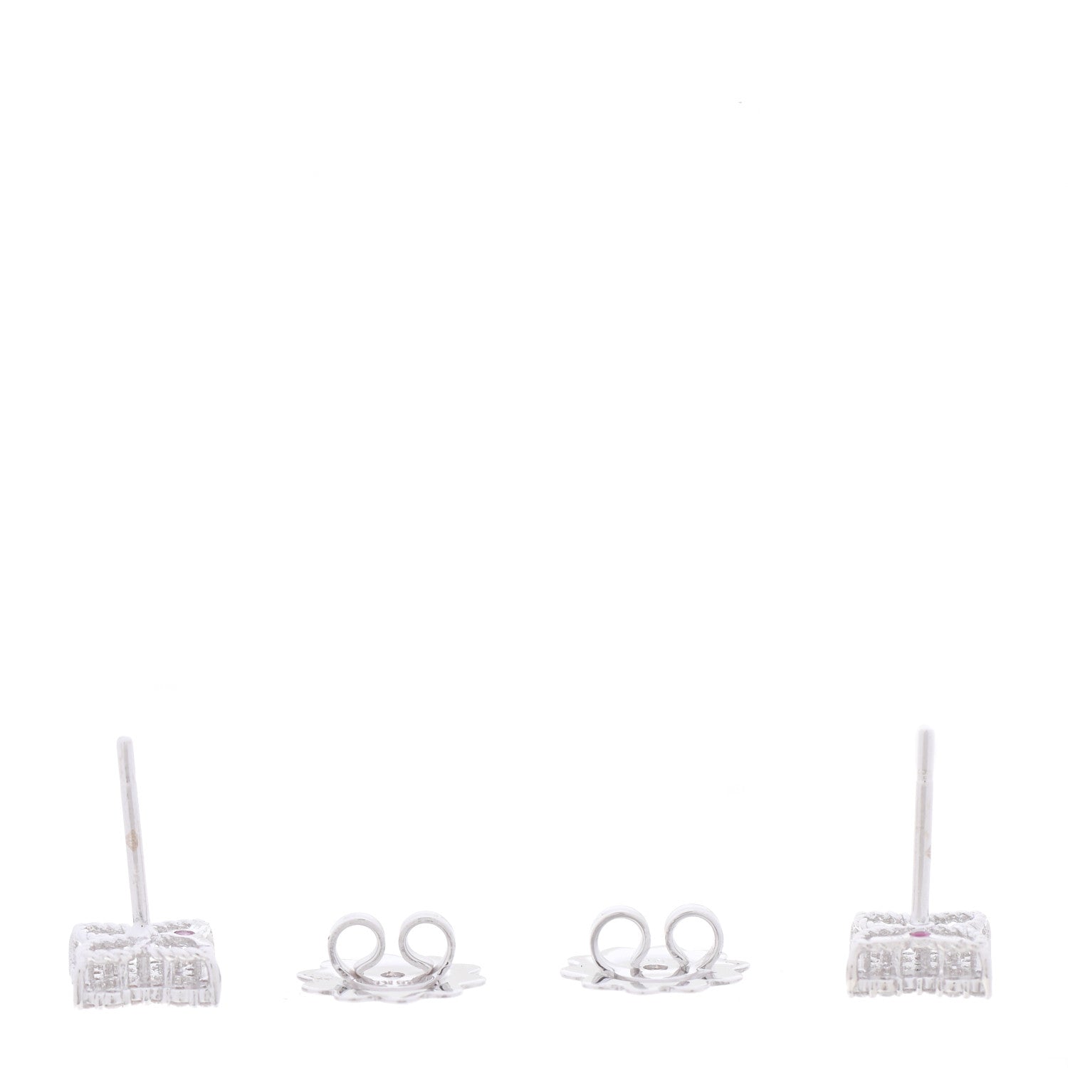 Roberto Coin 18K White Gold Diamond Pave 8mm Princess Flower Small Stud Earrings 4 of 5