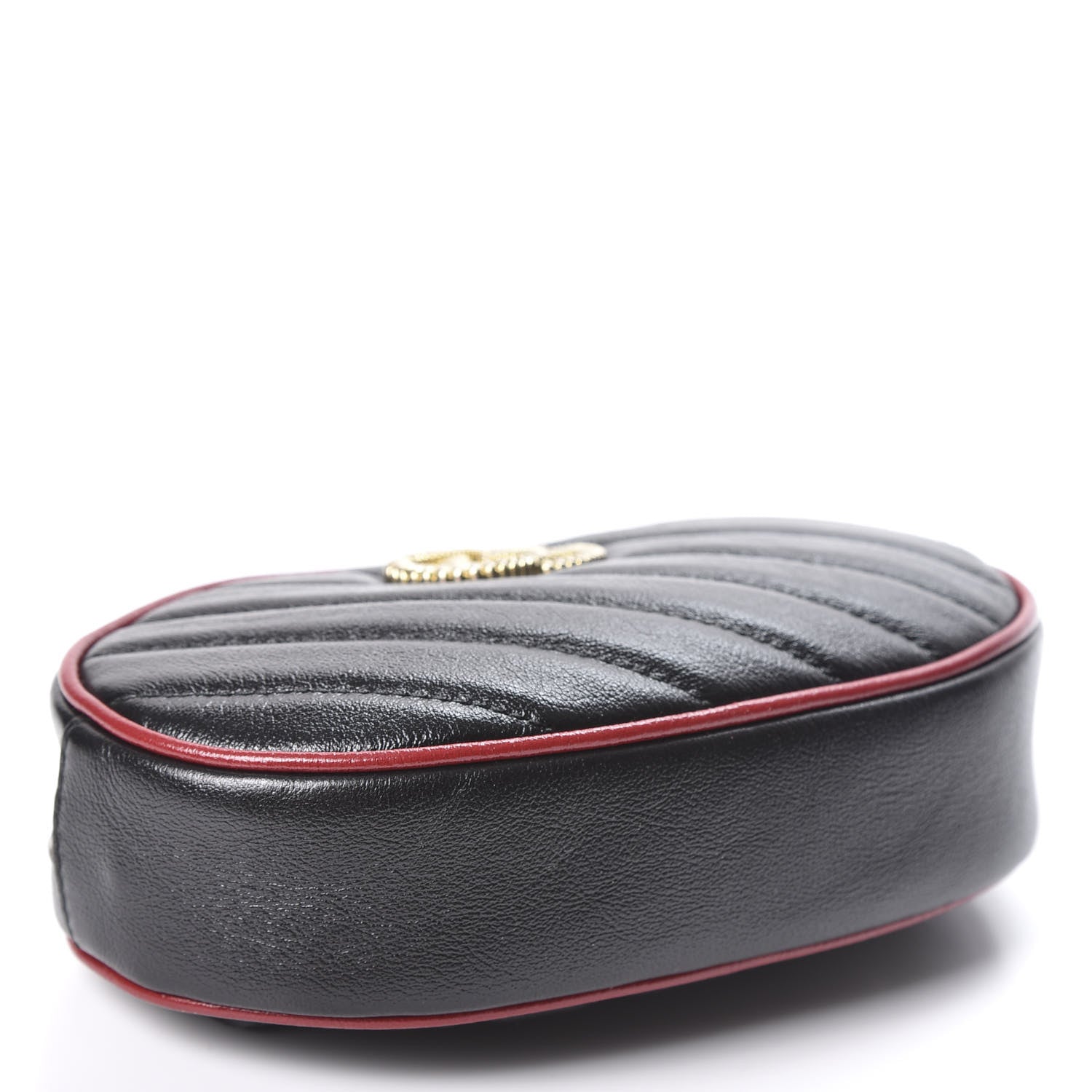 Gucci Azalea Calfskin Matelasse Diagonal Torchon GG Marmont Belt Bag 85 34 Black Romantic Cerise 3 of 10