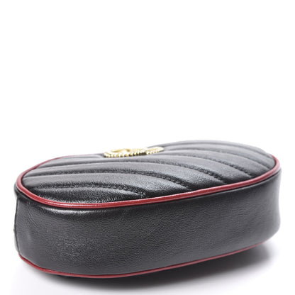 Gucci Azalea Calfskin Matelasse Diagonal Torchon GG Marmont Belt Bag 85 34 Black Romantic Cerise 3 of 10