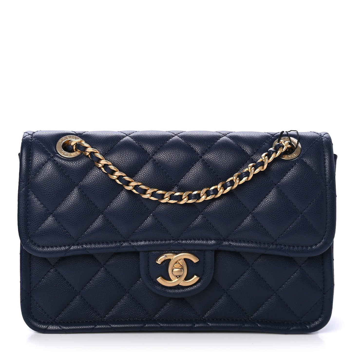 Caviar Quilted Medium Sweet Classic Flap Navy Blue