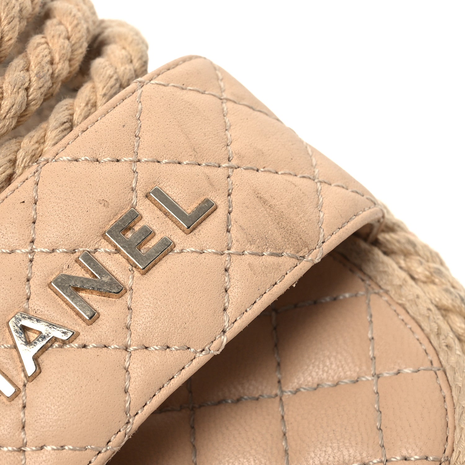 Chanel Cord Lambskin Quilted Logo Mules 39 Beige 10 of 17