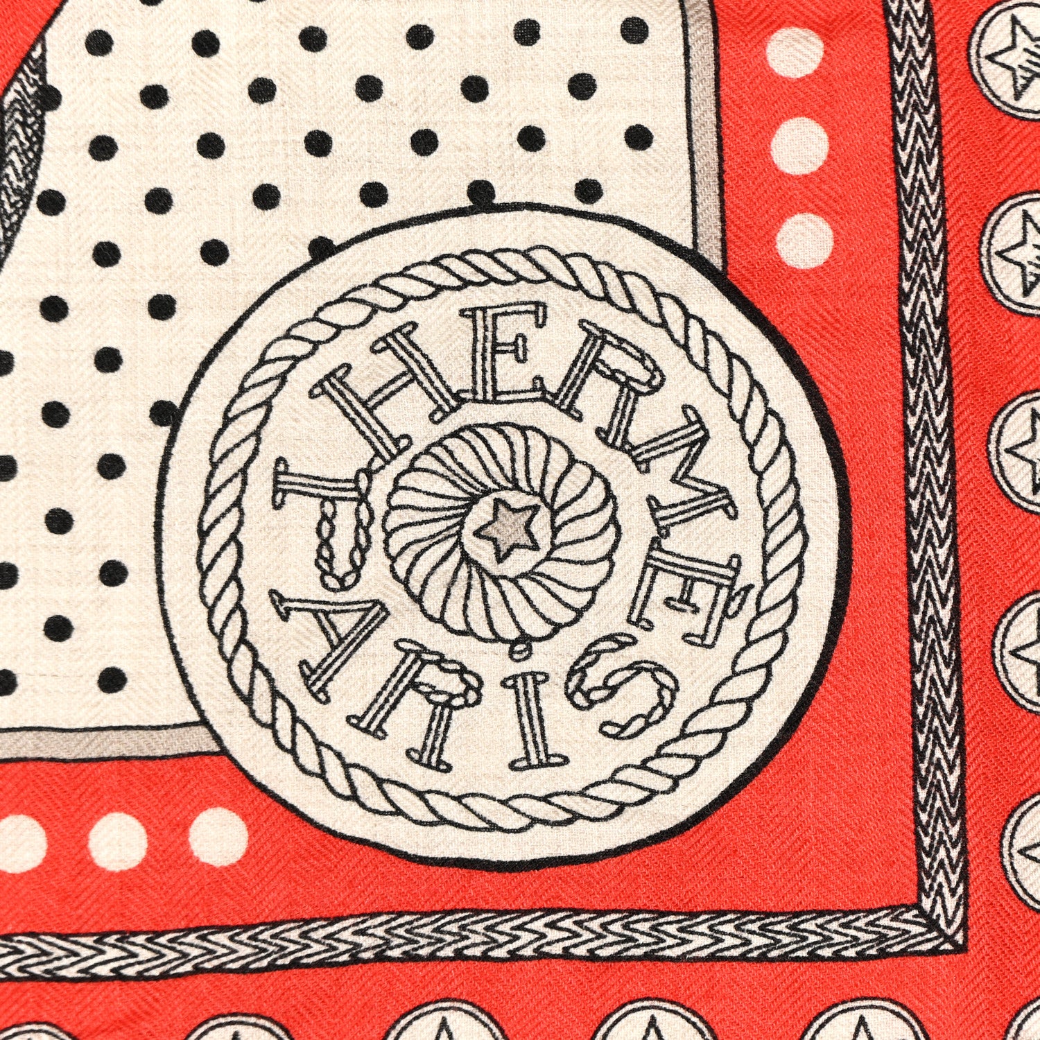 Hermes Cashmere Silk Zouaves Et Dragons Shawl 140 Rouge Grenadine Naturel Gris 2 of 5