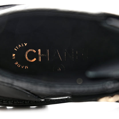Chanel Shiny Calfskin Quilted Lace Up Combat Boots 36.5 Black 7 of 8