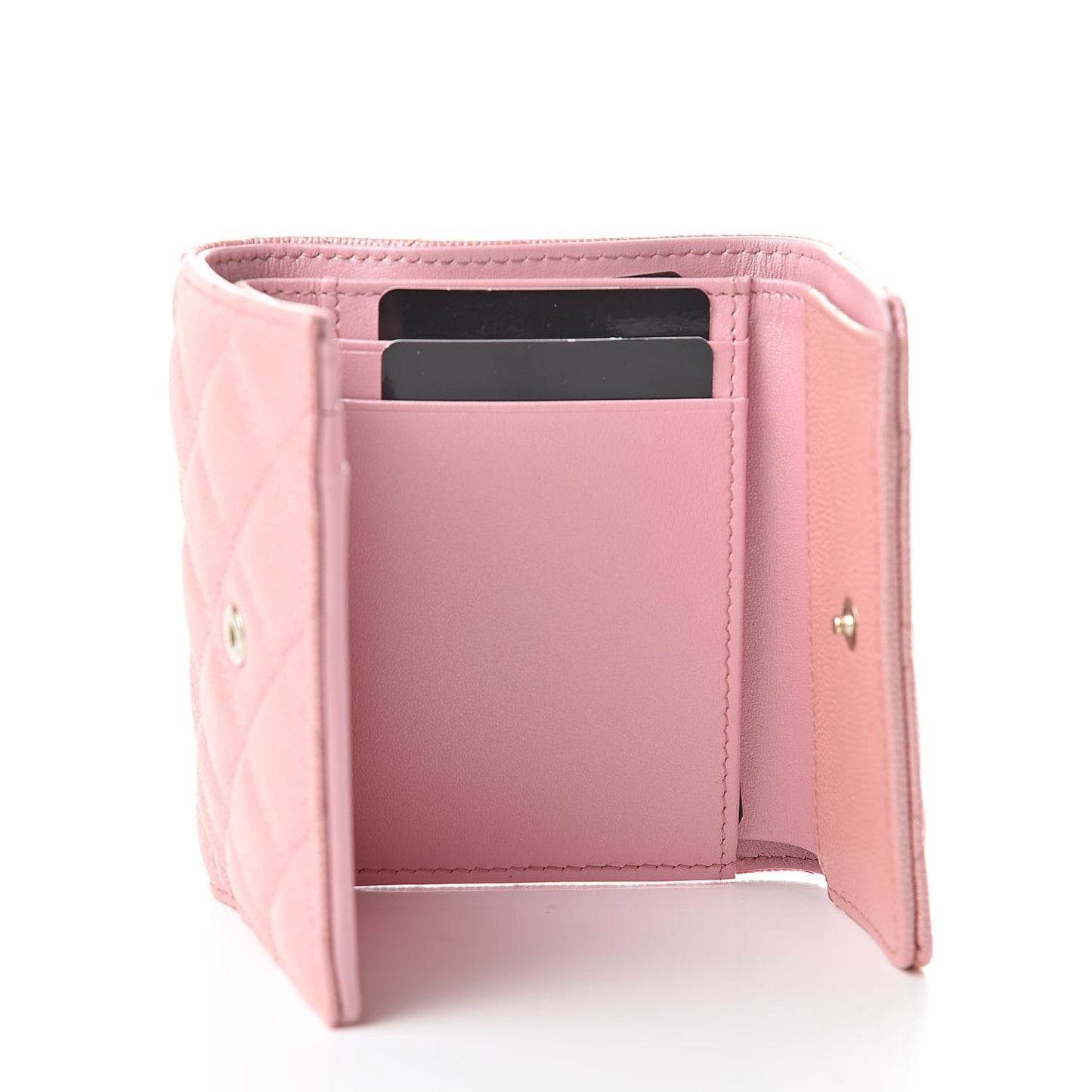 Iridescent Caviar Small Quilted Flap Wallet Rose Pink