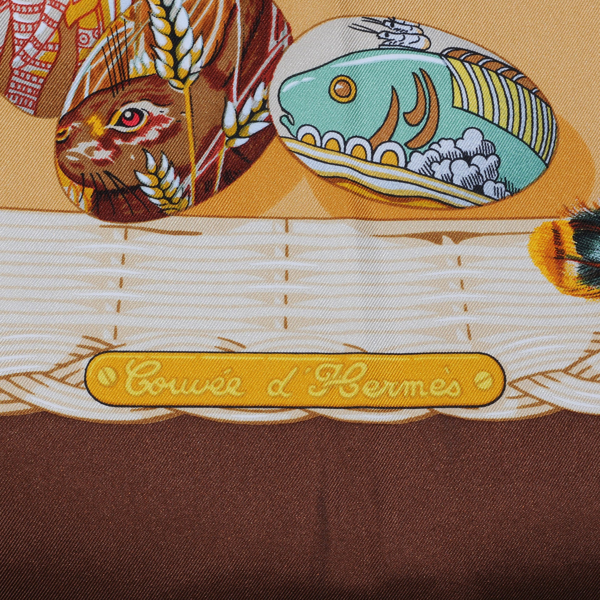 Hermes Silk Couvee D Scarf 90 Brown 7 of 8