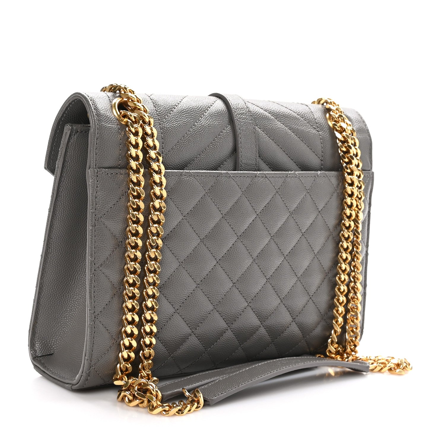 Saint Laurent Grain De Poudre Textured Mixed Matelasse Medium Triquilt Monogram Satchel Fog 3 of 11