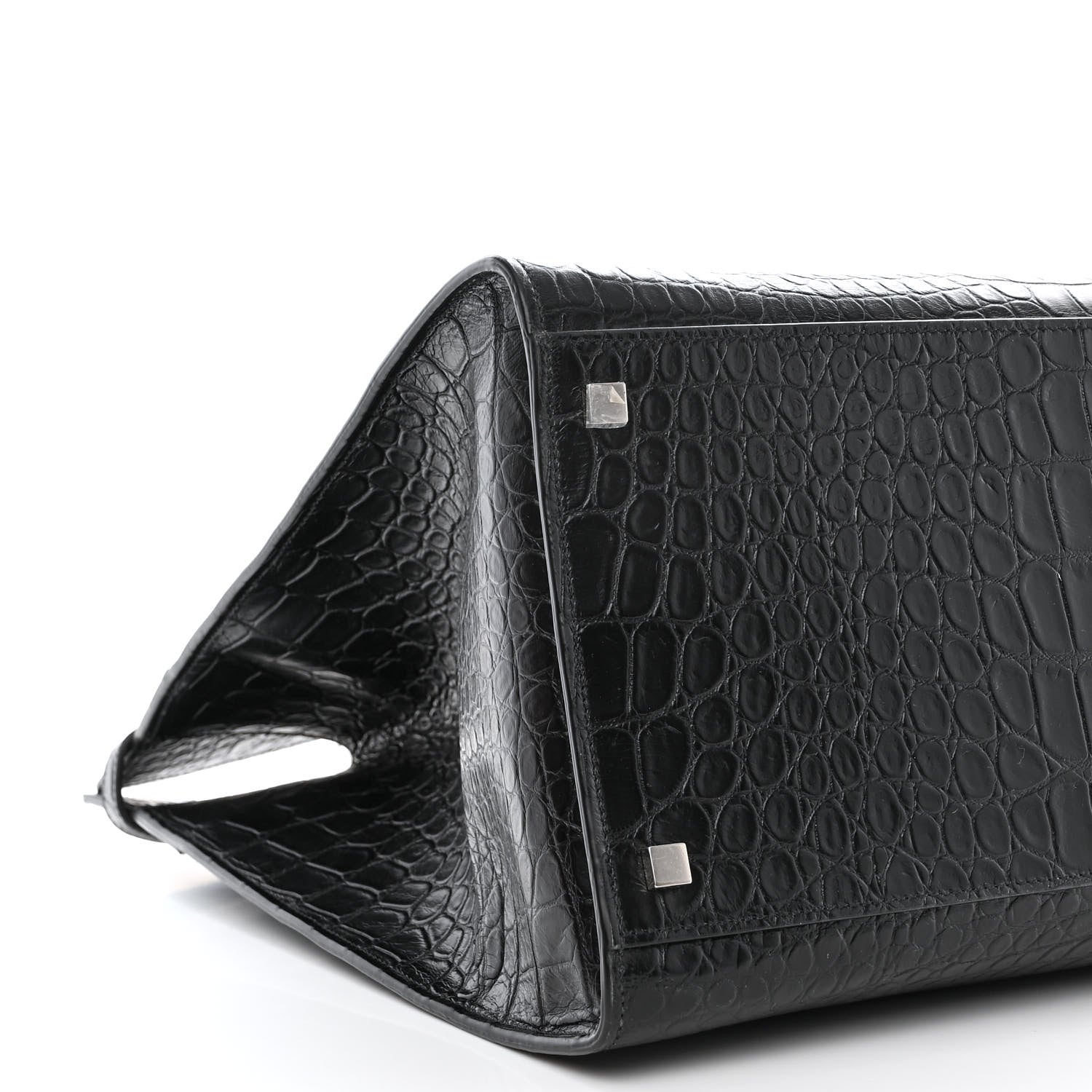 Saint Laurent Calfskin Crocodile Embossed Large Manhattan Shopper Tote Black 9 of 10