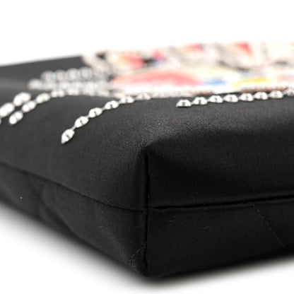 Chanel Satin Sequin Pearl Crystal Roller Skate Quilted Clutch With Chain Black Multicolor 9 of 11