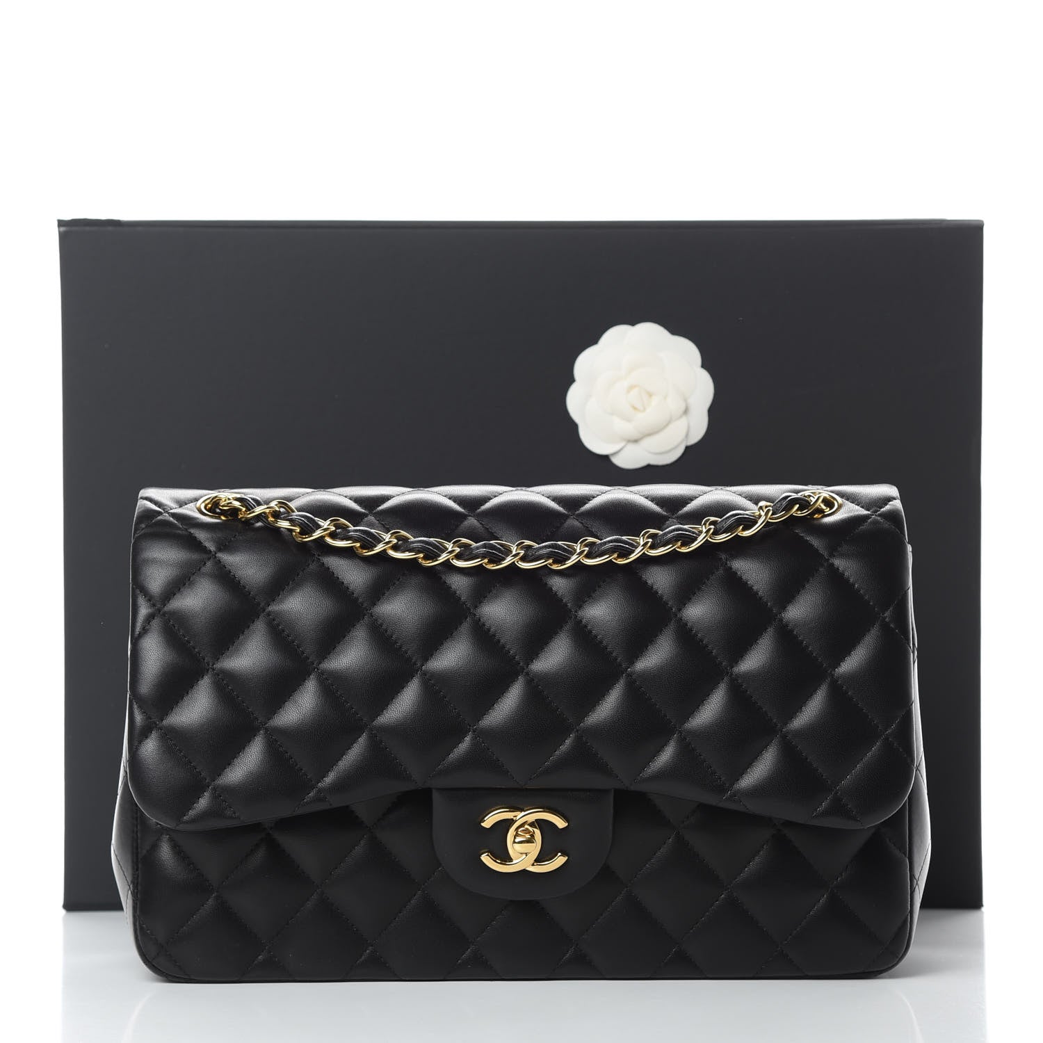 Chanel Lambskin Quilted Jumbo Double Flap Black 14 of 14