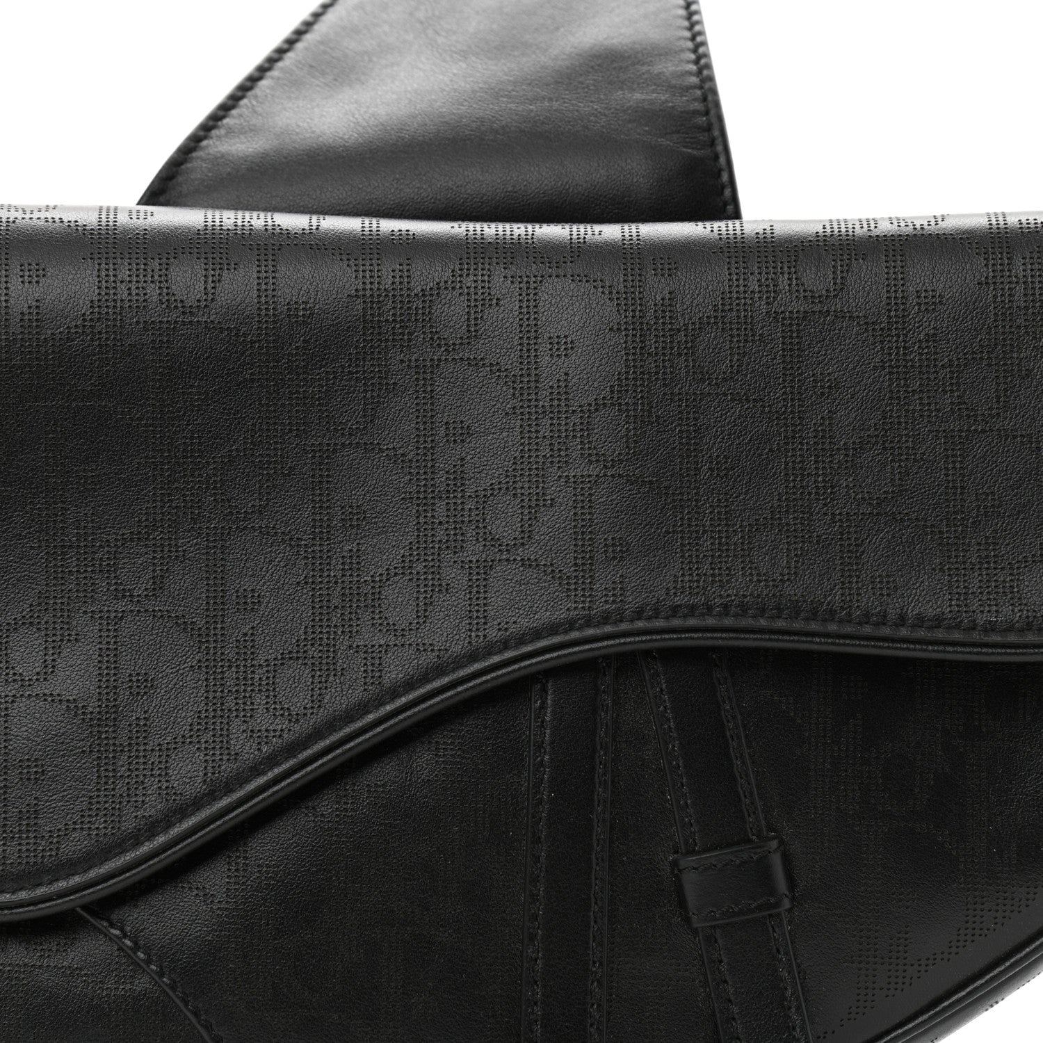 Christian Dior Calfskin Perforated Oblique Galaxy Mens Saddle Bag Black 8 of 10