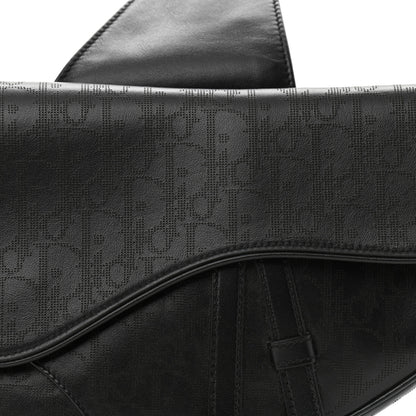Christian Dior Calfskin Perforated Oblique Galaxy Mens Saddle Bag Black 8 of 10