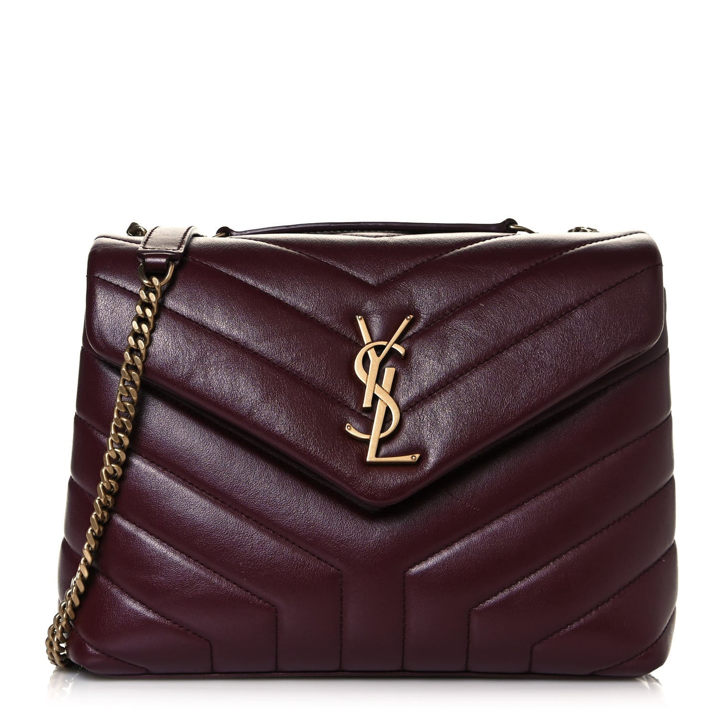 Calfskin Y Quilted Monogram Small Loulou Chain Satchel Dark Legion Red