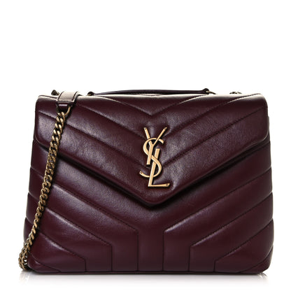 Saint Laurent Calfskin Y Quilted Monogram Small Loulou Chain Satchel Dark Legion Red 1 of 16