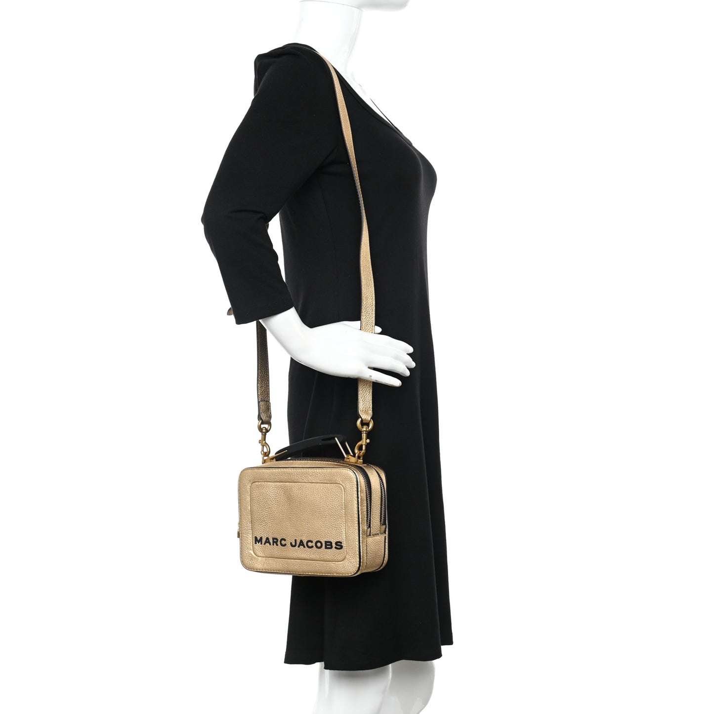 Metallic Calfskin The Box 20 Crossbody Gold