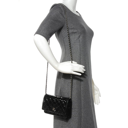 Chanel Patent Quilted Wallet On Chain WOC Black 2 of 8