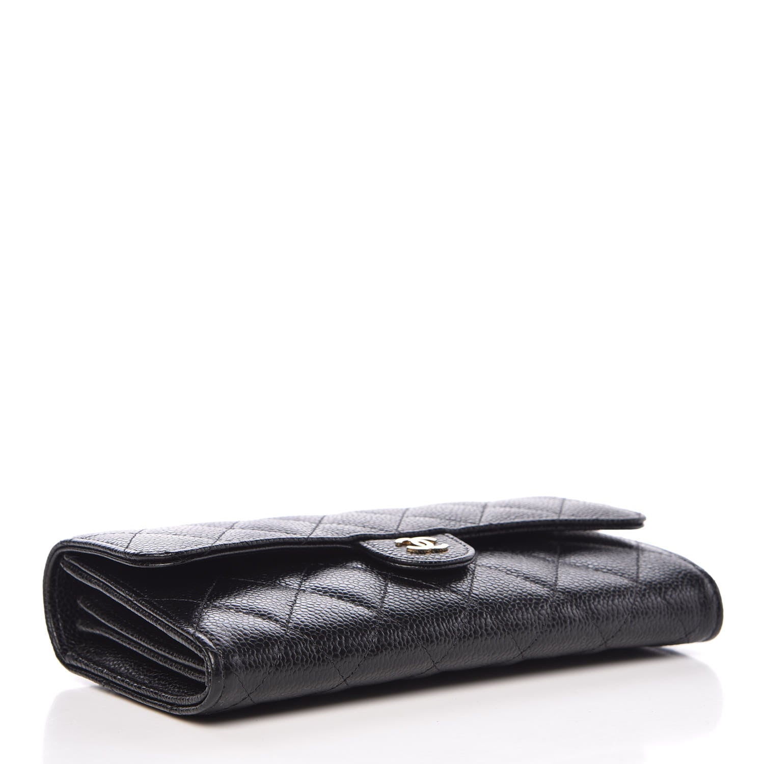 Chanel Caviar Quilted Large Gusset Flap Wallet Black 4 of 9