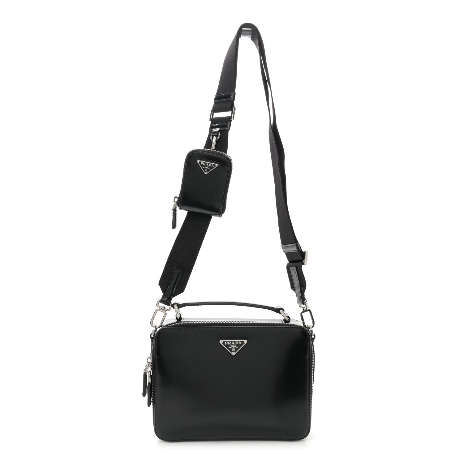Prada Spazzolato Medium Brique Crossbody Bag Black 1 of 10