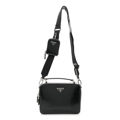 Prada Spazzolato Medium Brique Crossbody Bag Black 1 of 10