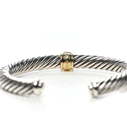 David Yurman Sterling Silver 18K Yellow Gold Diamond 7mm Cable Classics Station Bracelet 4 of 4