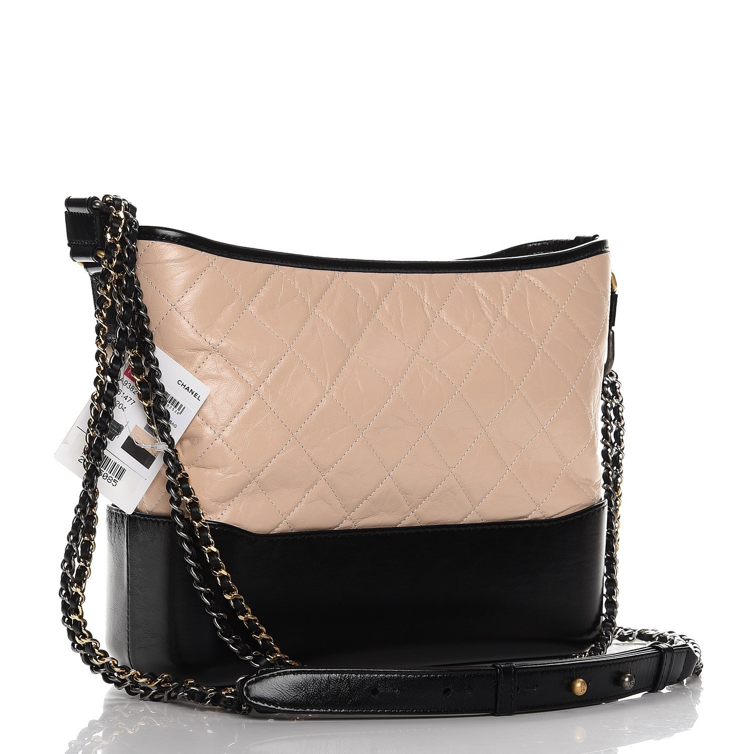 Chanel Aged Calfskin Quilted Medium Gabrielle Hobo Beige Black 3 of 8