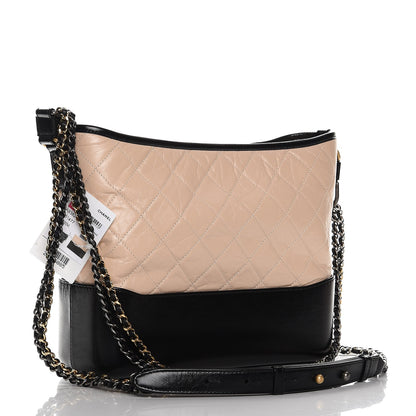 Chanel Aged Calfskin Quilted Medium Gabrielle Hobo Beige Black 3 of 8