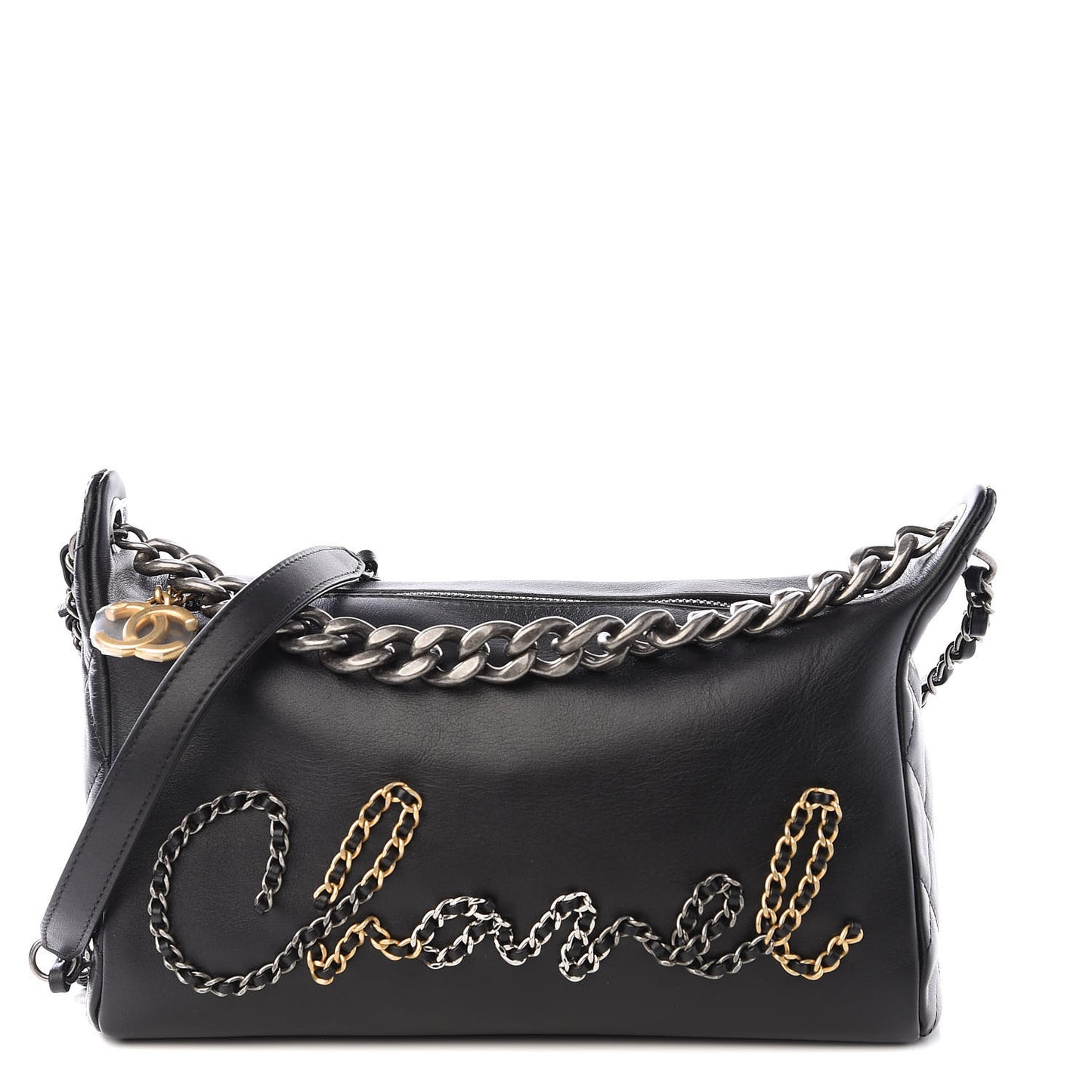 Calfskin Chain 20s Signature Hobo Black