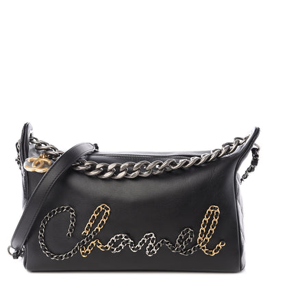 Chanel Calfskin Chain 20s Signature Hobo Black 1 of 9