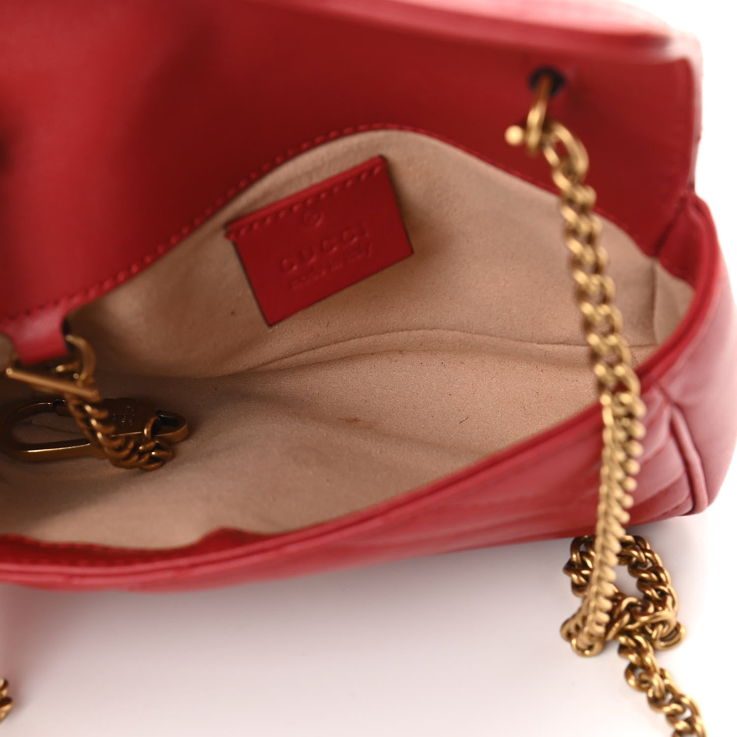 Gucci Calfskin Matelasse Super Mini GG Marmont Shoulder Bag Hibiscus Red 5 of 11