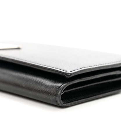 Prada Saffiano Metal Continental Flap Wallet Black 9 of 11