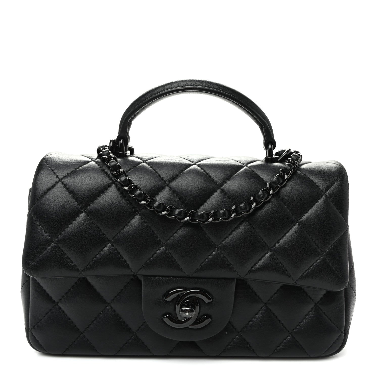 Chanel Lambskin Quilted Mini Top Handle Rectangular Flap So Black 1 of 11