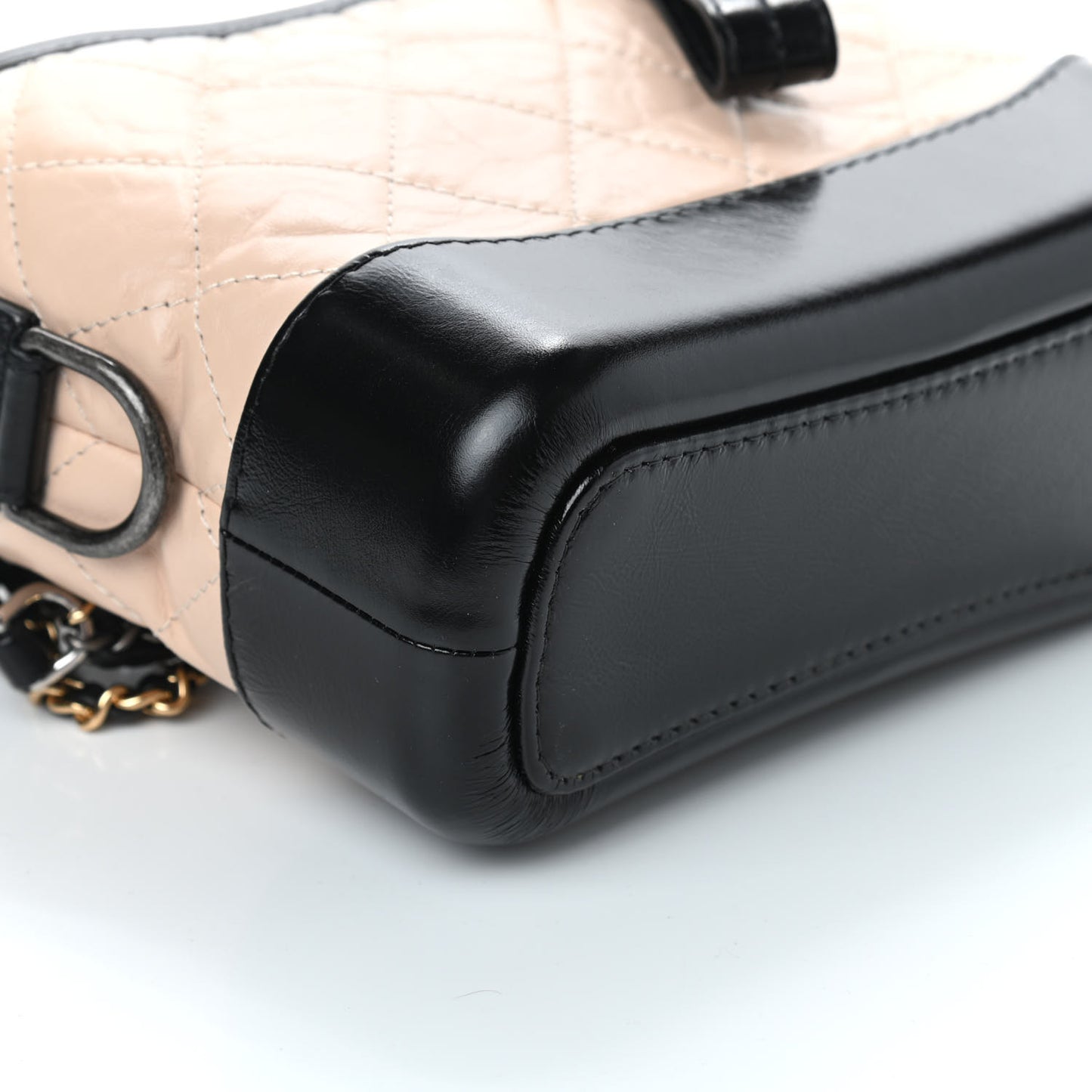 Aged Calfskin Quilted Small Gabrielle Hobo Beige Black