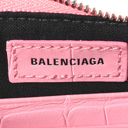 Balenciaga Extra Supple Calfskin Crocodile Embossed Le Cagole Mini Purse With Chain Sweet Pink 6 of 11