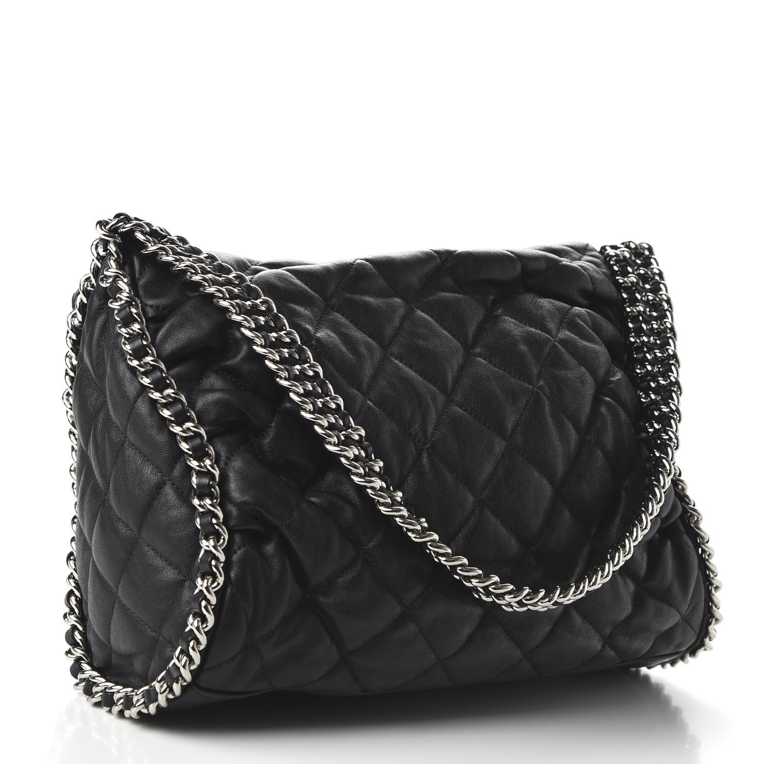 Chanel Washed Lambskin Chain Around Hobo Black 3 of 10