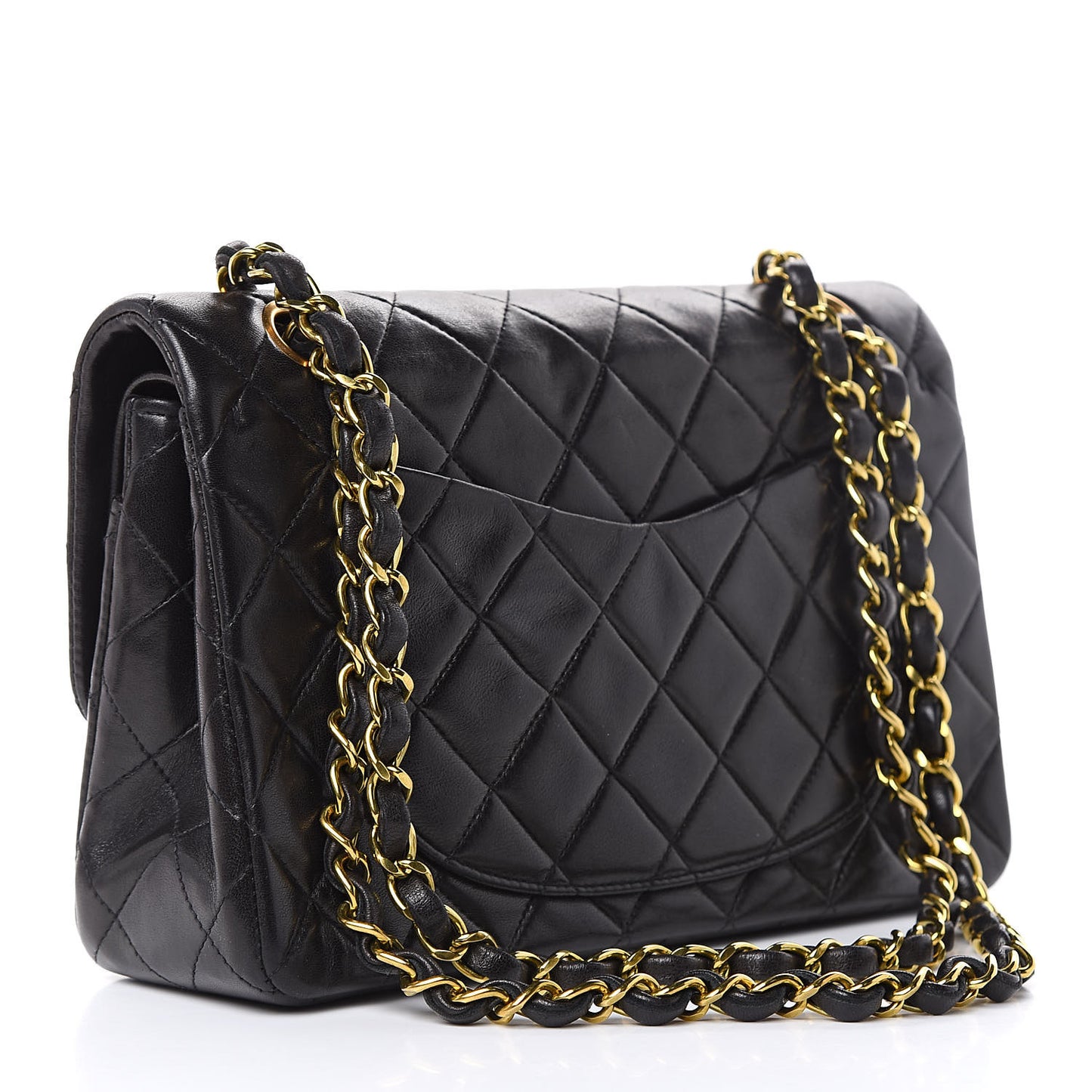 Lambskin Quilted Small Double Flap Black