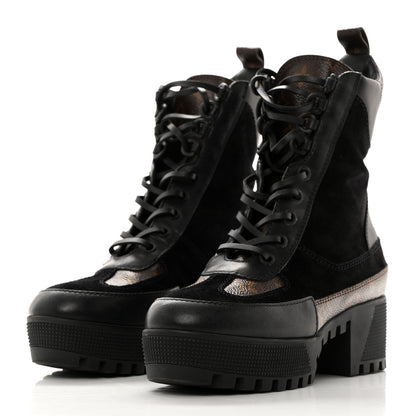 Louis Vuitton Suede Calfskin Monogram Laureate Platform Desert Boots 36 Black 3 of 8