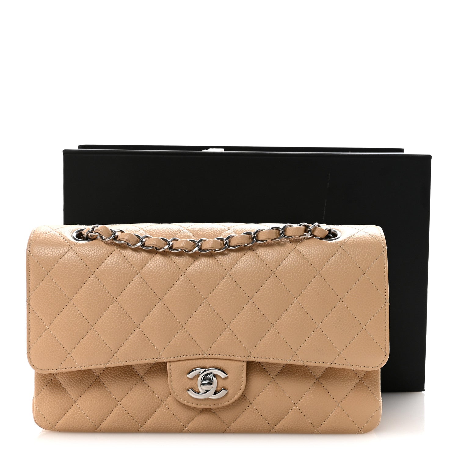 Chanel Caviar Quilted Medium Double Flap Beige 11 of 11