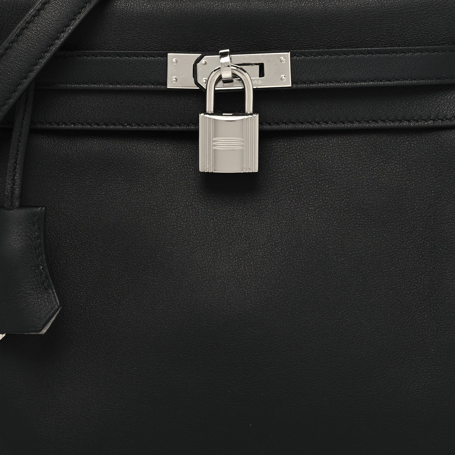 Hermes Swift Horseshoe Kelly Retourne 25 Black Gris Mouette 8 of 11