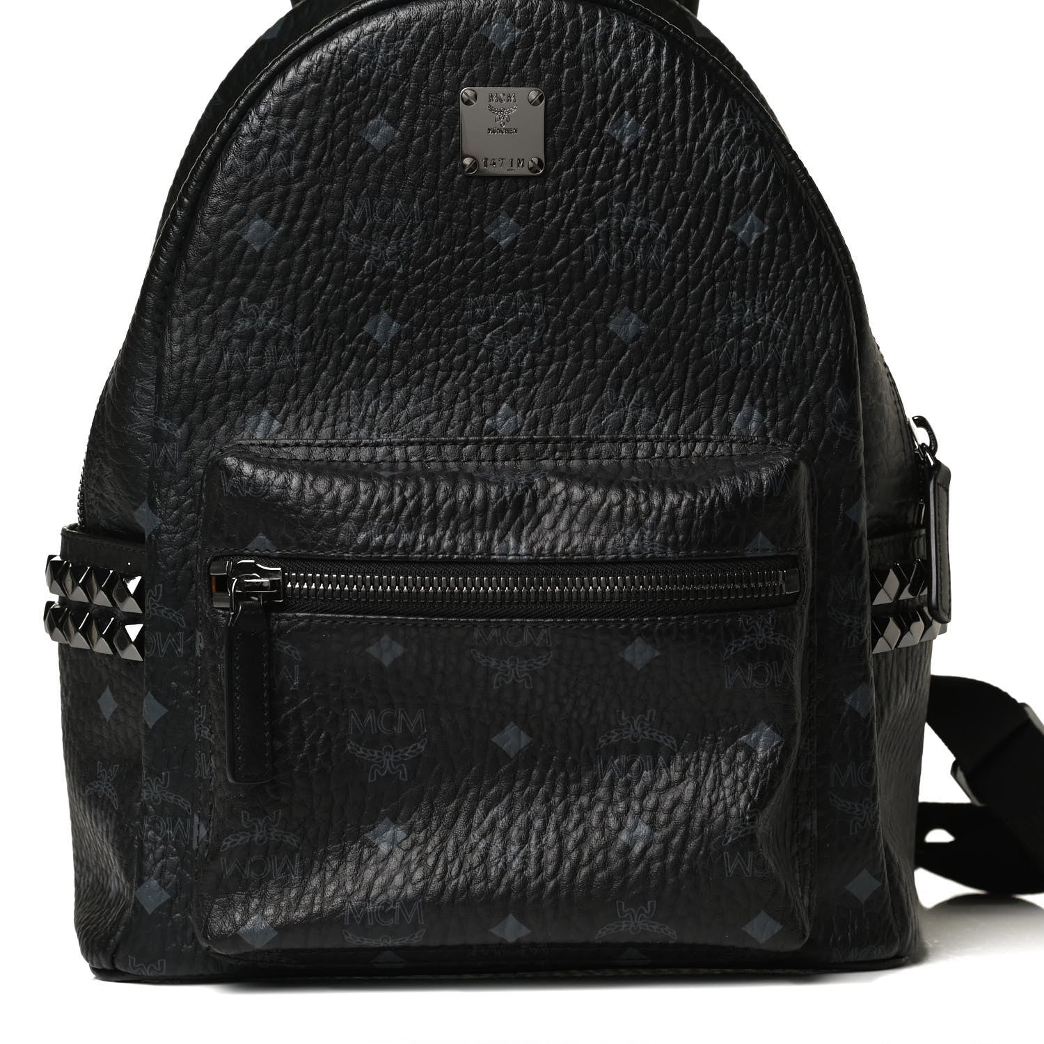 MCM Visetos Small Side Stud Stark Backpack Black 9 of 14