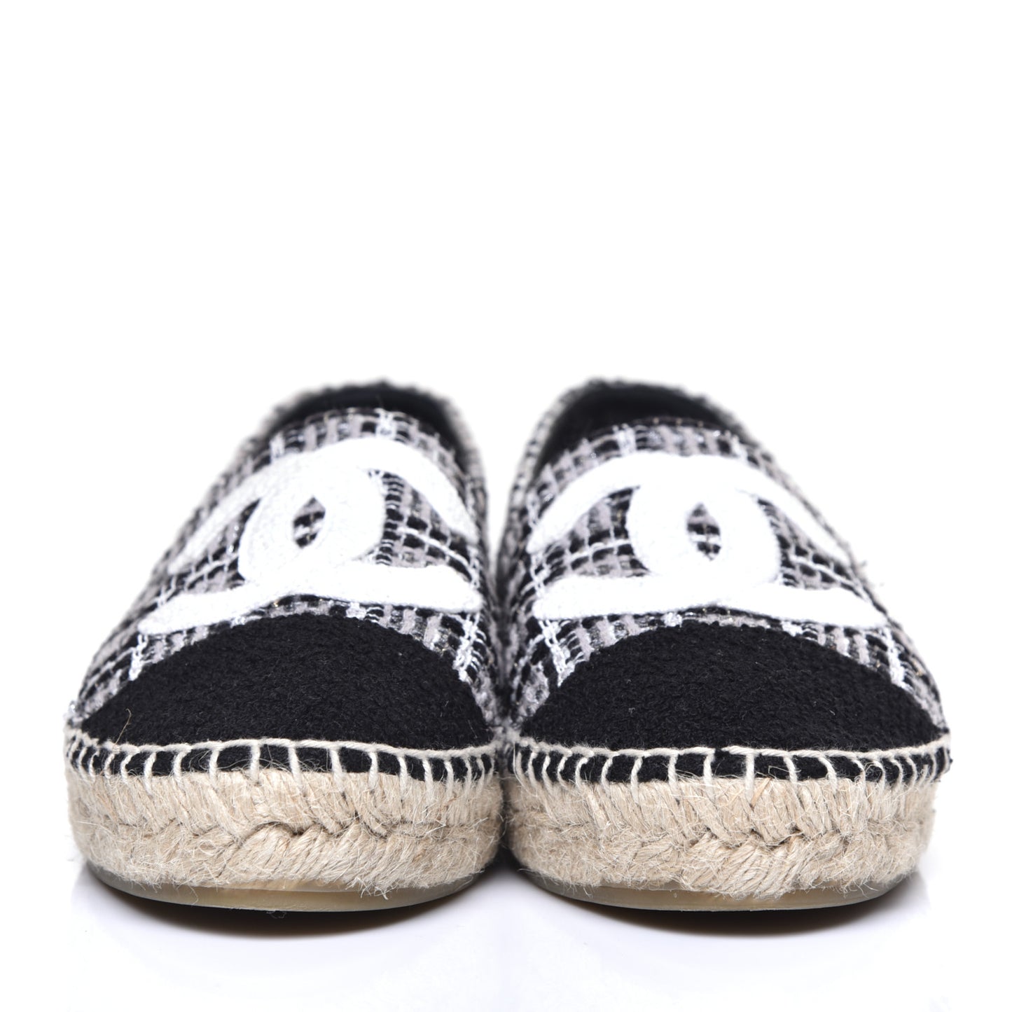 Tweed CC Espadrilles 36 Black White