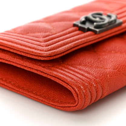 Chanel Caviar Quilted Boy Flap Card Holder Orange 10 of 11