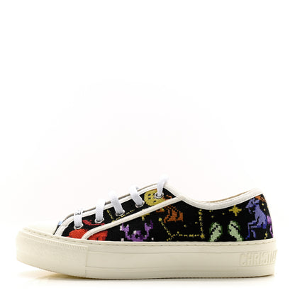 Christian Dior Canvas Zodiac Pixel Embroidered Womens Walk'N'Dior Low Top Sneakers 35 White Multicolor 1 of 11